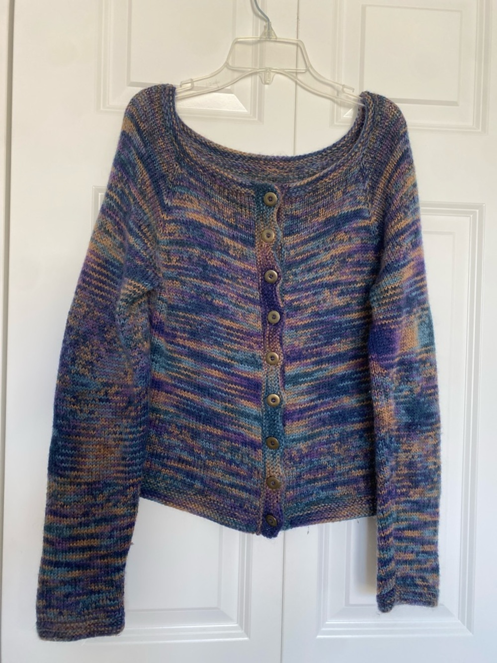 Multicolor Knit Button-Front Women’s Sweater - Blue/Purple Mix